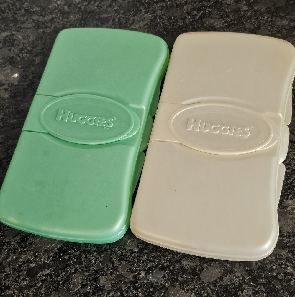 Huggies Travel Wipes Container Vtg Baby Care‎ Wipies Storage Easy 2000s Y2k